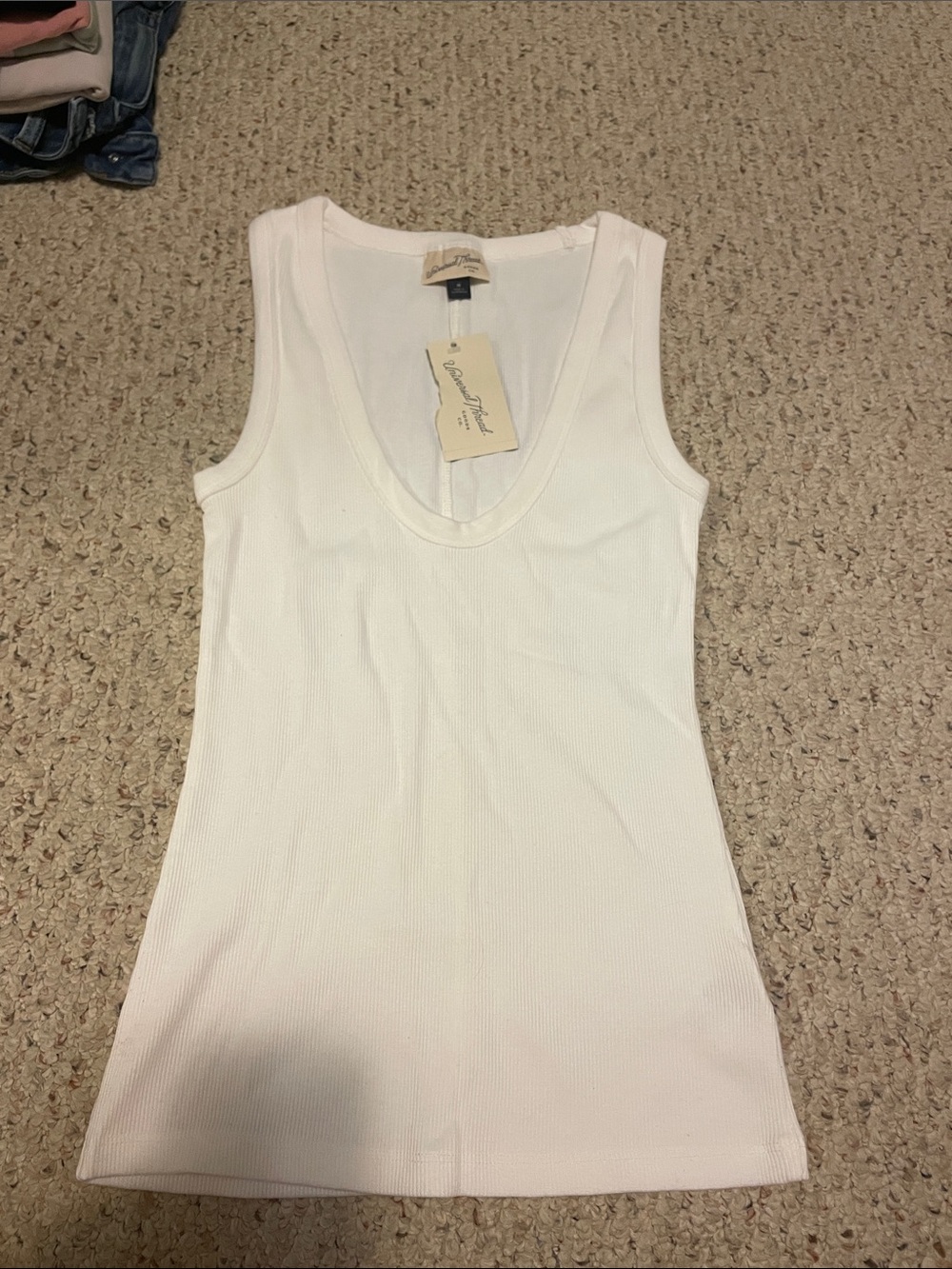 Universal Thread White Ribbed Scoop Neck Tank